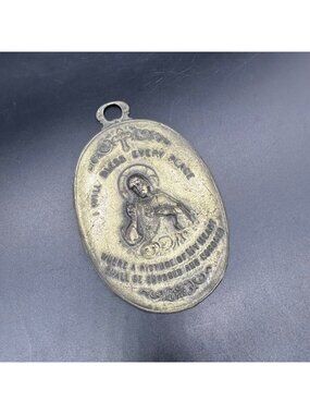 Antique Catholic Jesus Sacred Heart Metal Plaque Wall Hanging Religious Decor